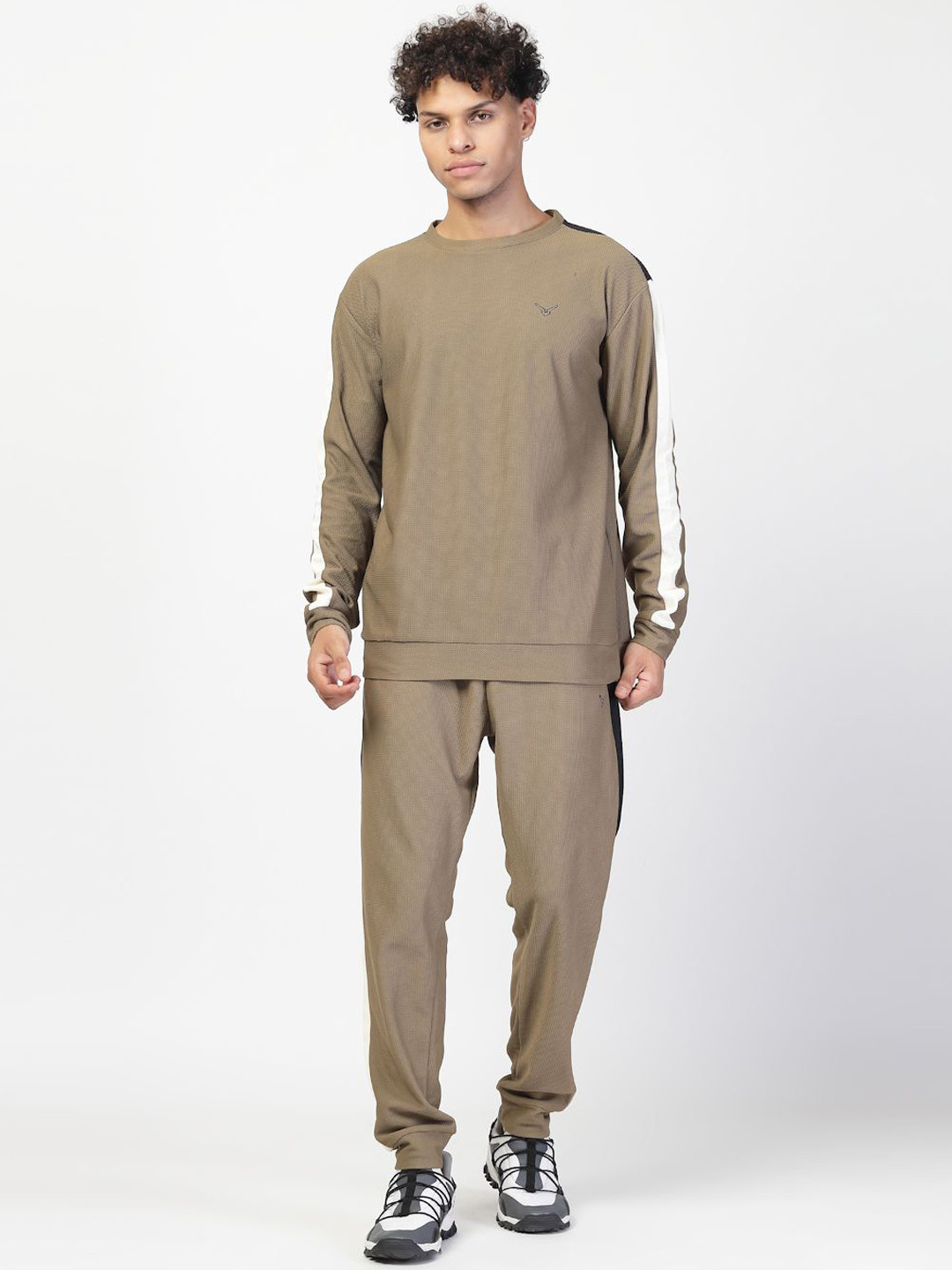 

Invincible Men Round Neck Sweatshirt & Joggers Co-Ords, Brown
