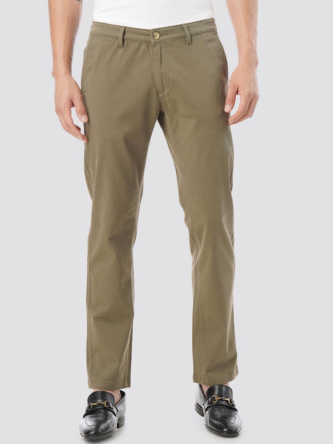 

FYLTR Men Mid-Rise Straight Fit Trousers, Olive