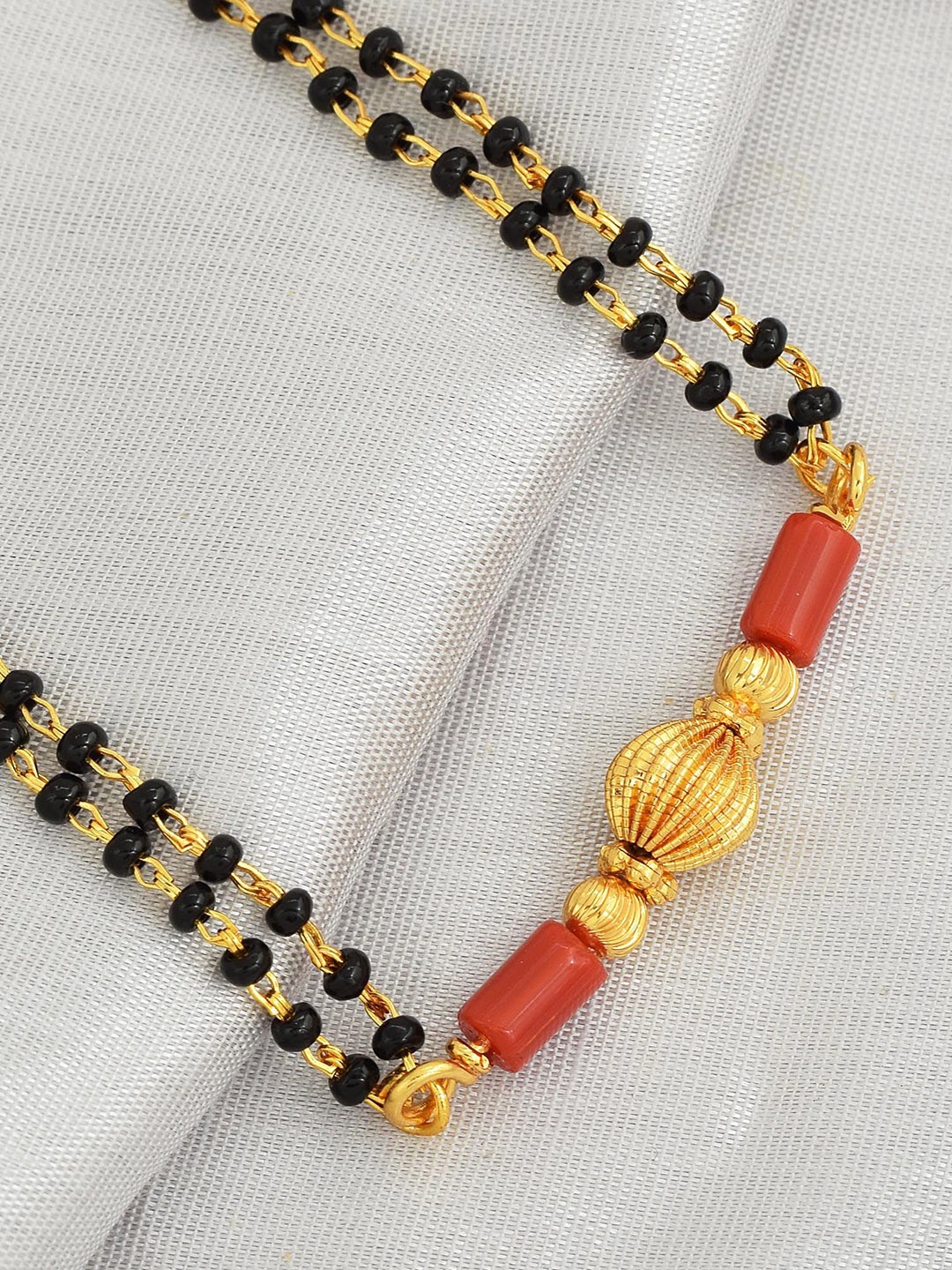 

MEMOIR Gold-Plated Artificial Beads Carved Ball Mangalsutra