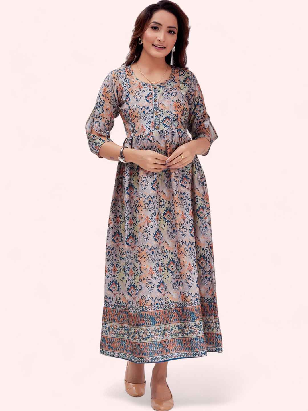 

RITIJYA Women Floral Printed Floral Maternity Anarkali Kurta, Purple