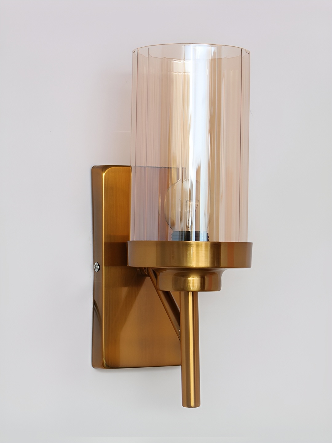 

SHREE KALA HOME DECOR Brown & Transparent Metal Cylinder Shaped Wall Lamp