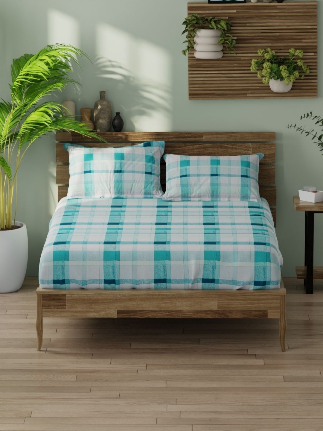 

BIANCA Organica Blue Printed 180 TC Pure Cotton King Bedsheet Set 2.74 m X 2.74 m