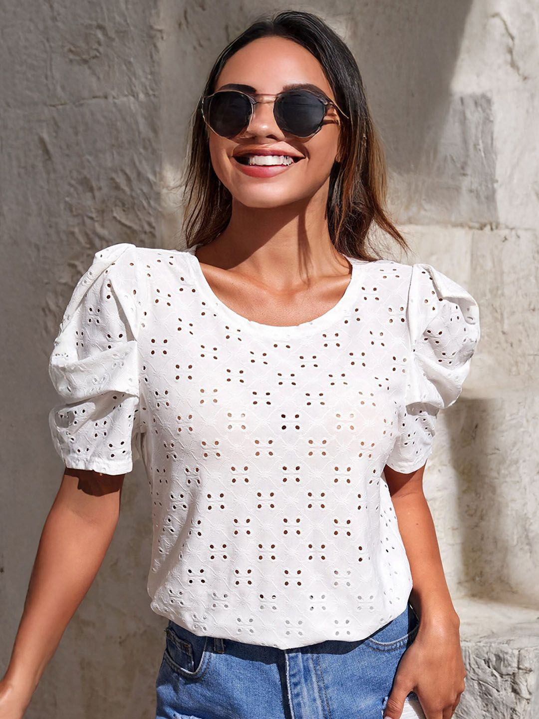 

StyleCast Women Self Design Top, White