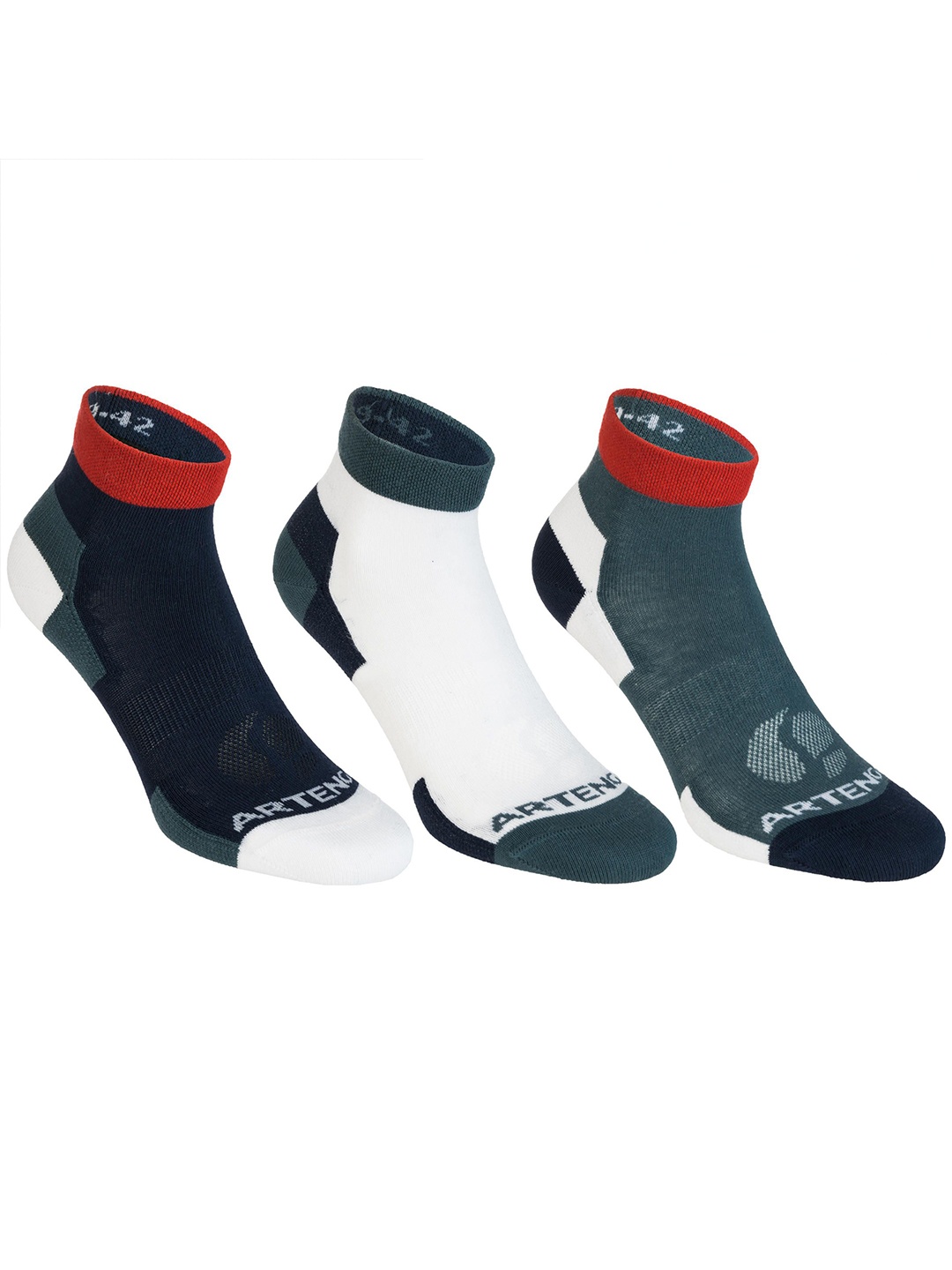 

Artengo By Decathlon Men Pack Of 3 Colourblocked Above Ankle Length Socks, White