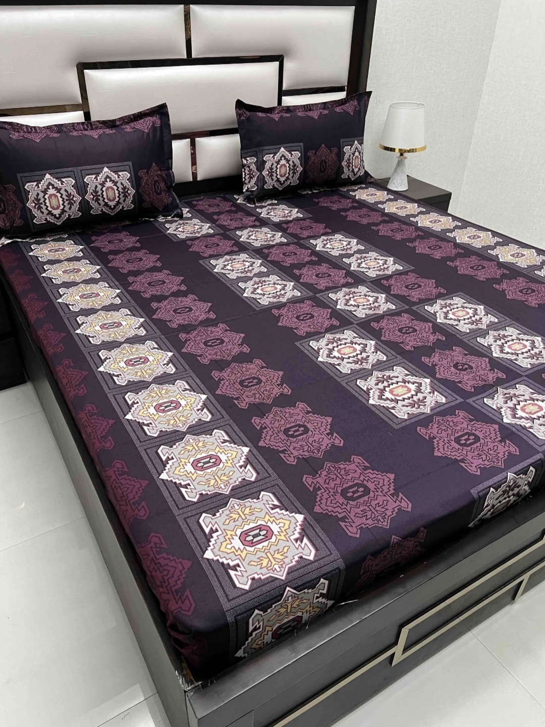 

Pure Decor Passion Fur Purple Printed 260 TC Pure Cotton Queen Bedsheet Set 2.27m x 2.56m