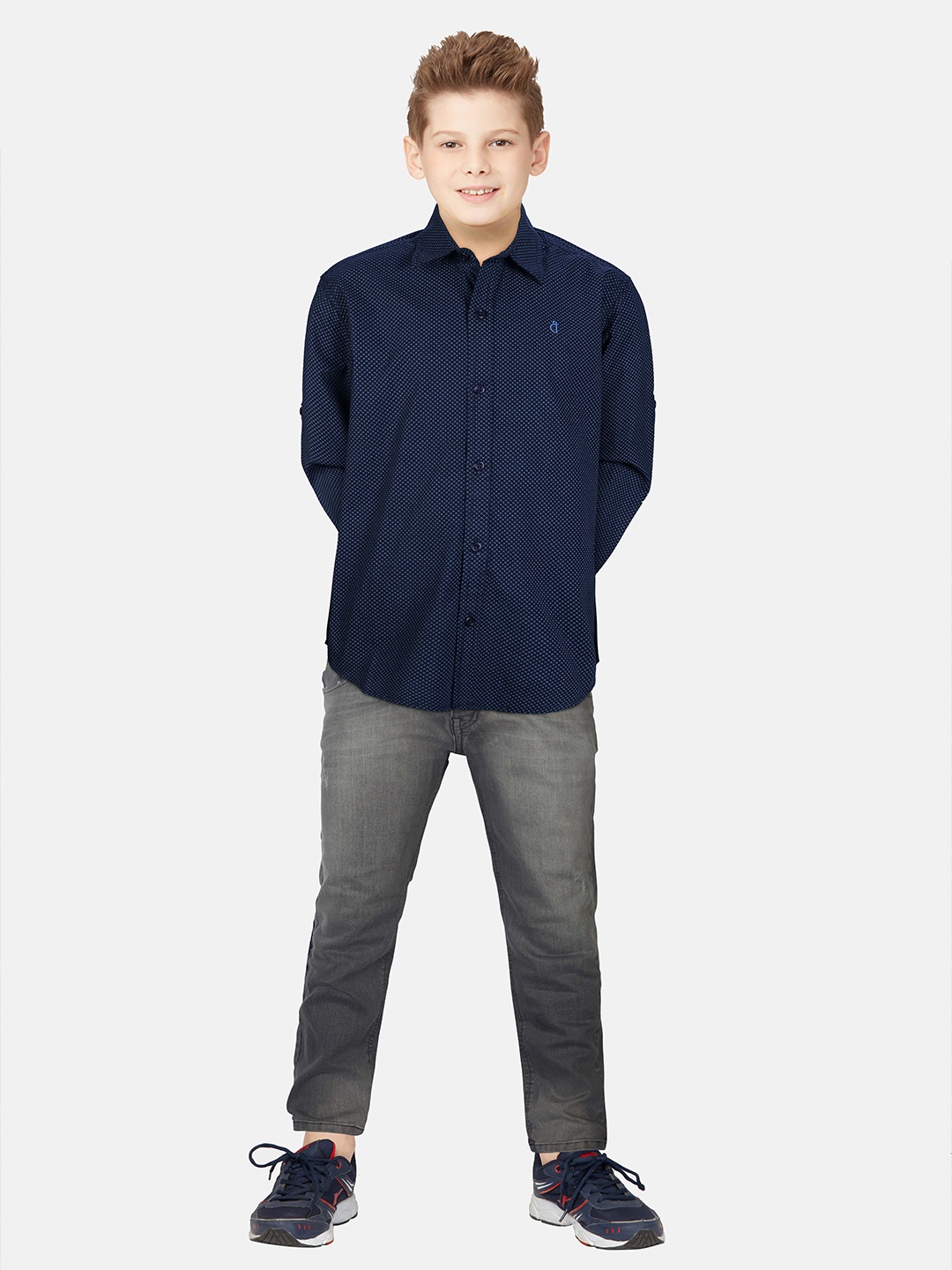 

Gini and Jony Boys Standard Opaque Printed Casual Shirt, Navy blue