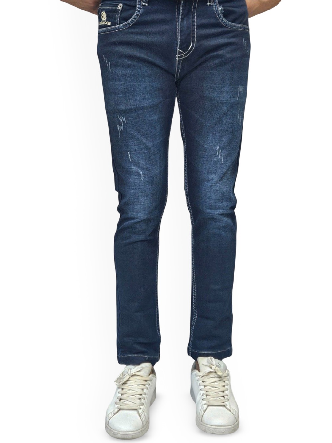 

BOTABOCHI Men Slim Fit Mid-Rise Jeans, Blue