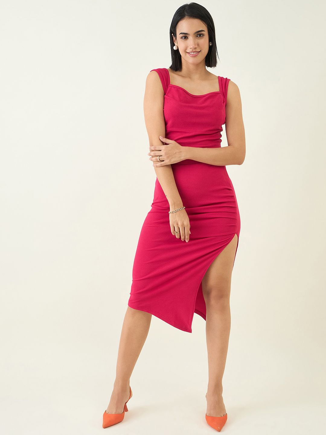 

aayu Square Neck Sleeveless Top With Skirt, Pink