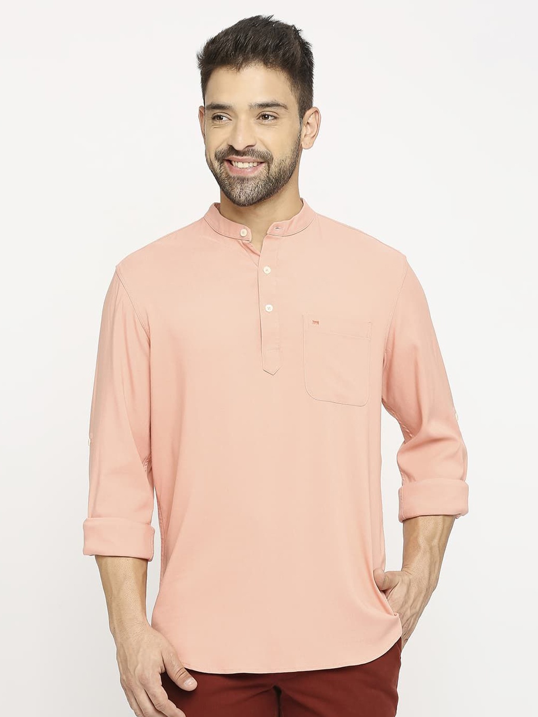 

Basics Men Slim Fit Opaque Casual Shirt, Peach