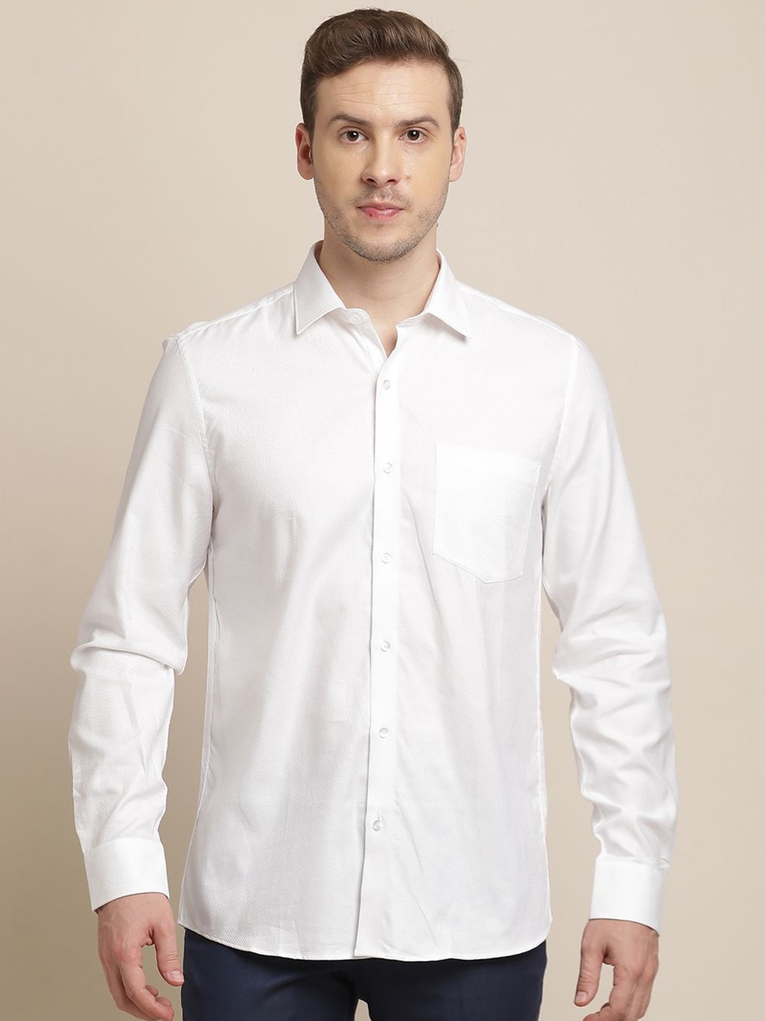 

Turtle Men Classic Slim Fit Opaque Formal Shirt, White