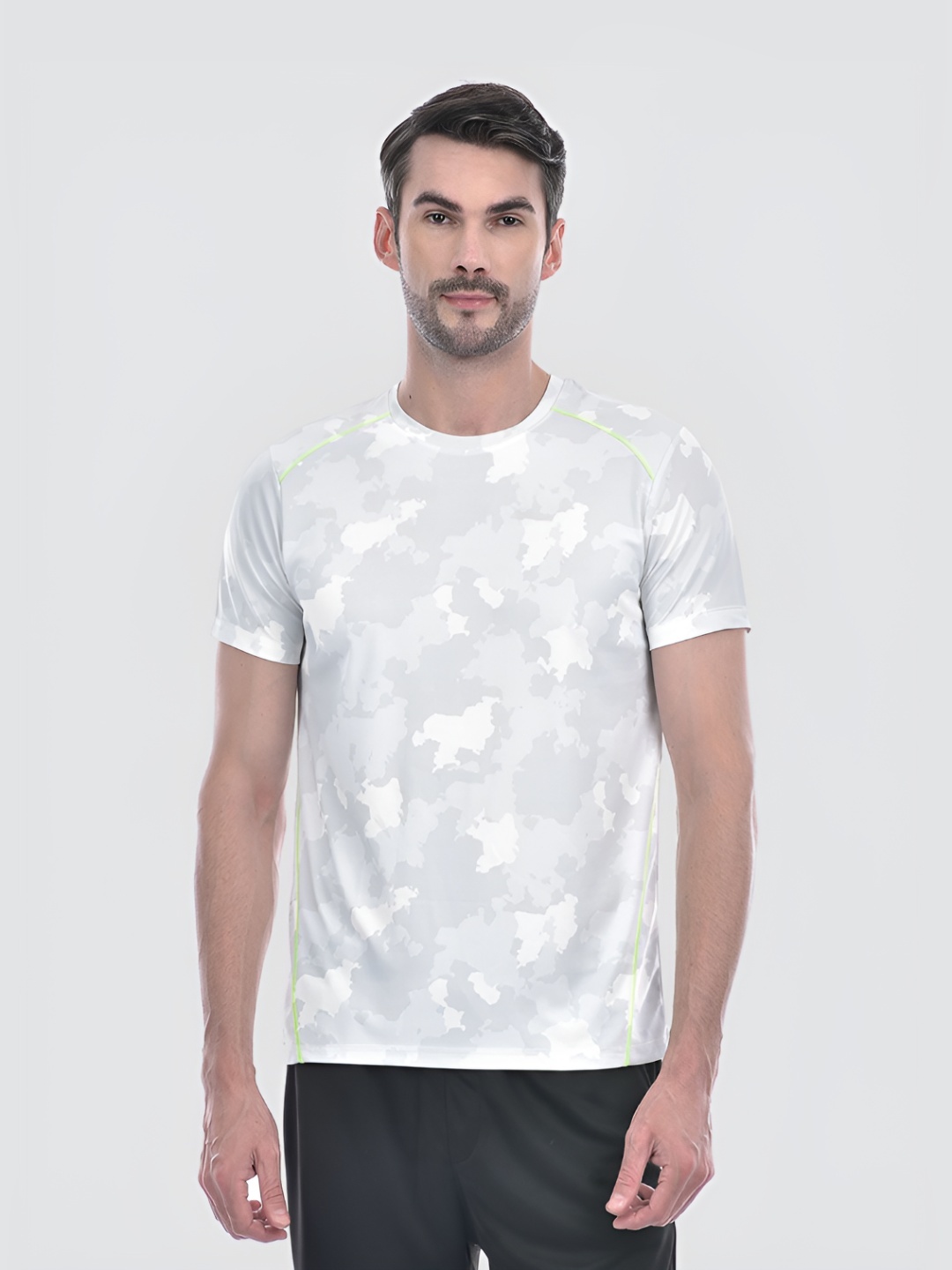 

PUMP'D Men Camouflage Printed Raw Edge T-shirt, White