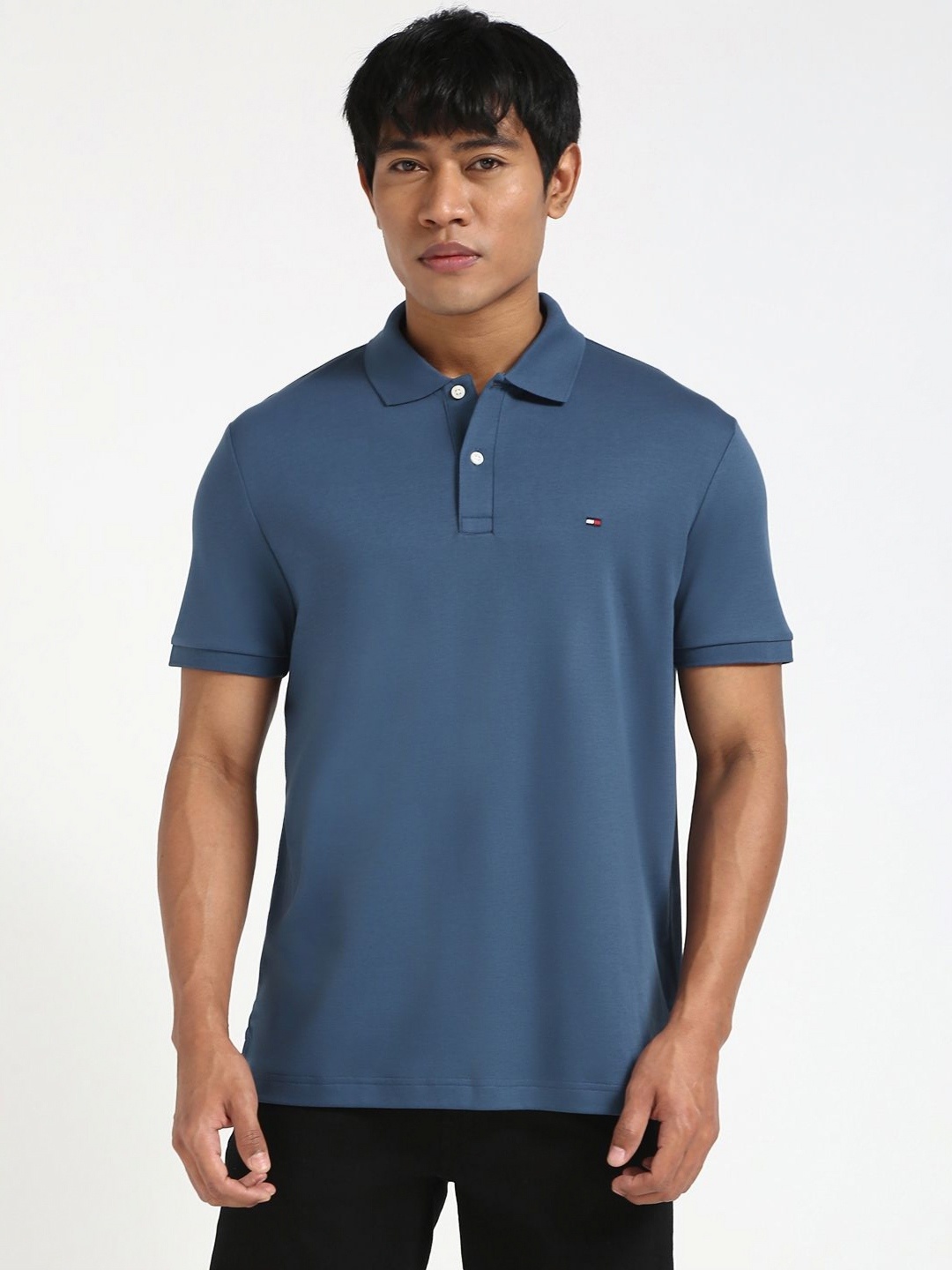 

Tommy Hilfiger Men Solid Polo Collar Cotton T-shirt, Blue
