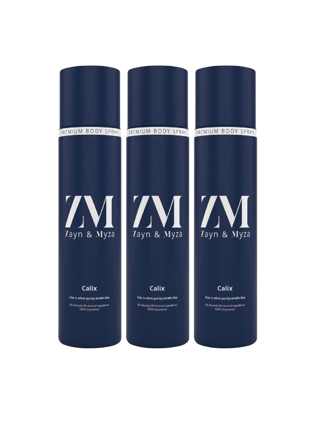 

ZM Zayn & Myza Set Of 3 Calix Non Alcoholic Deodorant Body Spray-150ml Each, Transparent
