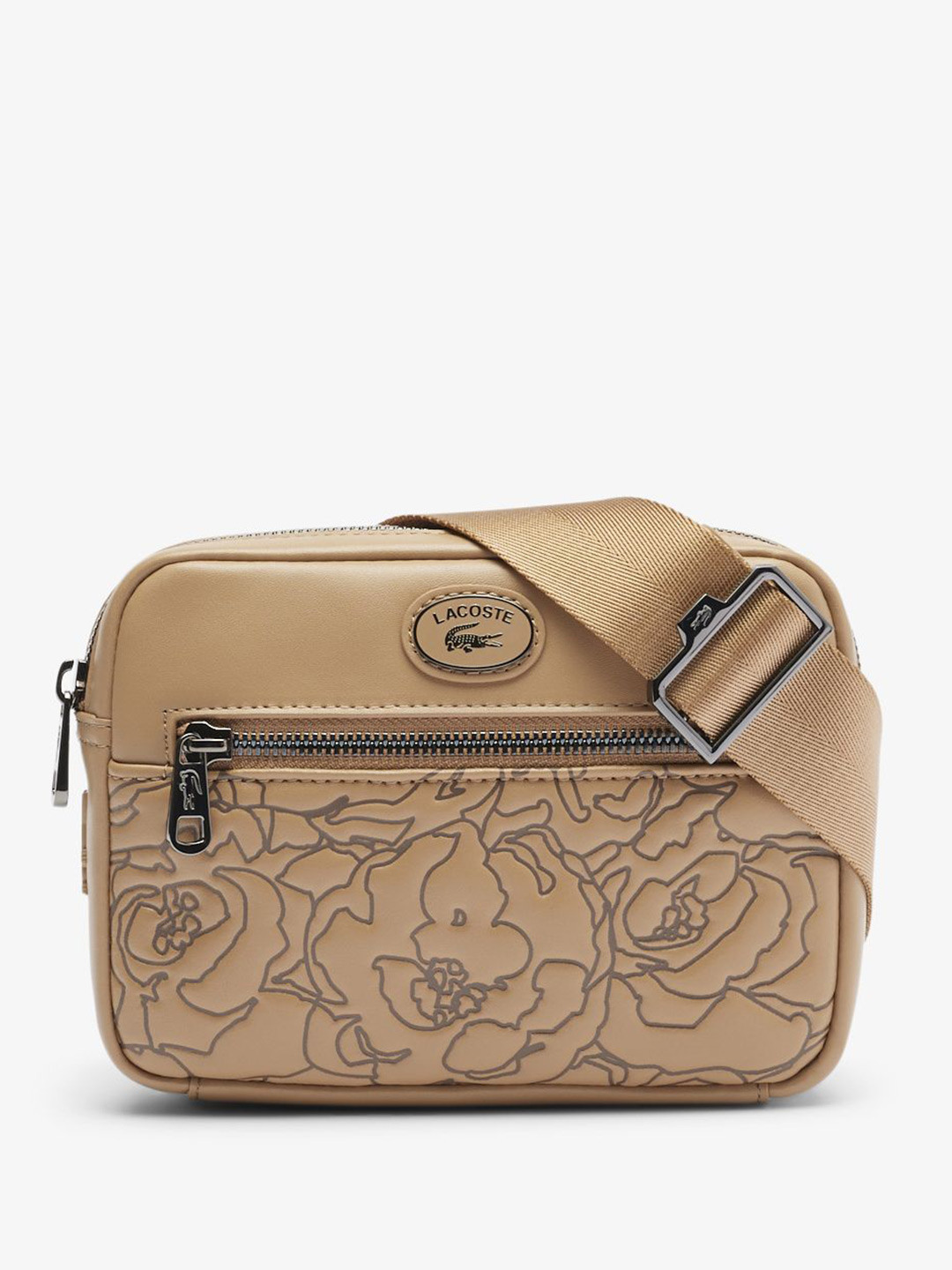 

Lacoste Men Printed Messenger Bag, Black