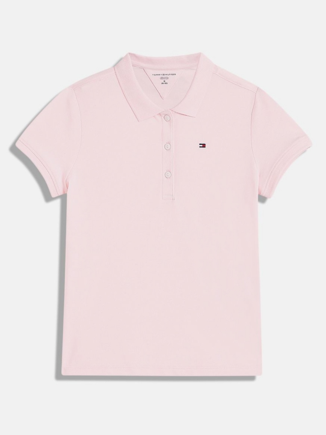 

Tommy Hilfiger Girls Solid Polo Collar Cotton T-shirt, Pink