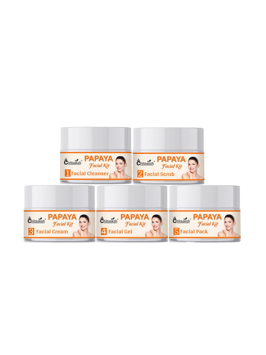 

Chitaaksh Papaya Facial Kit For Intense Glow - 50 g Each, Orange