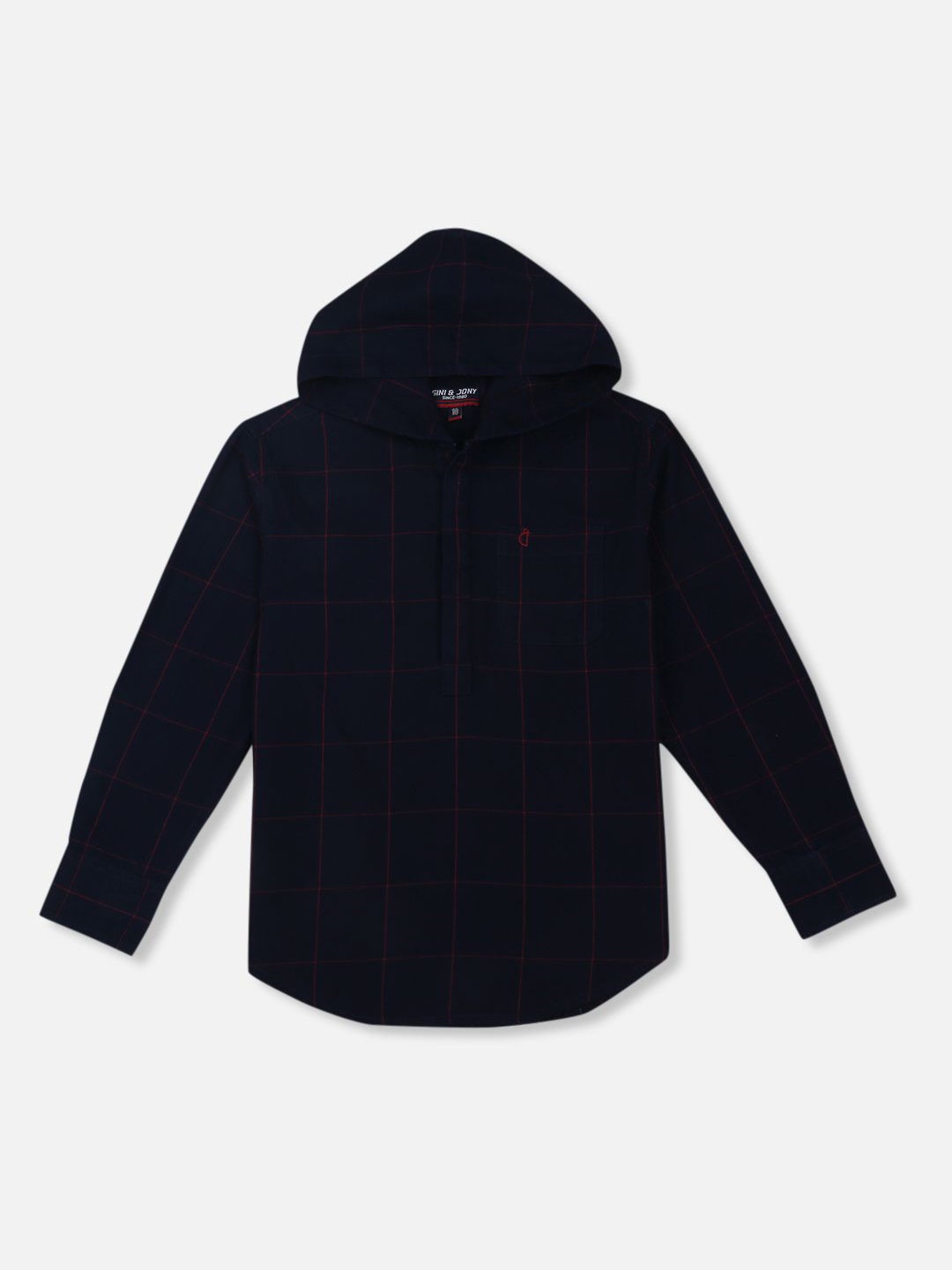 

Gini and Jony Boys Standard Opaque Checked Casual Shirt, Navy blue