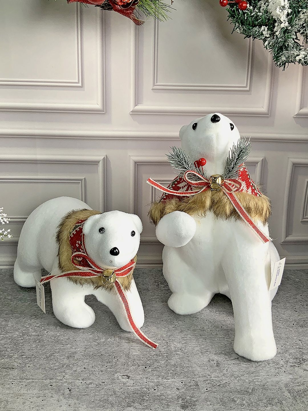 

Little Surprise Box LLP Kids White & Red 2 Pieces Bears Showpieces
