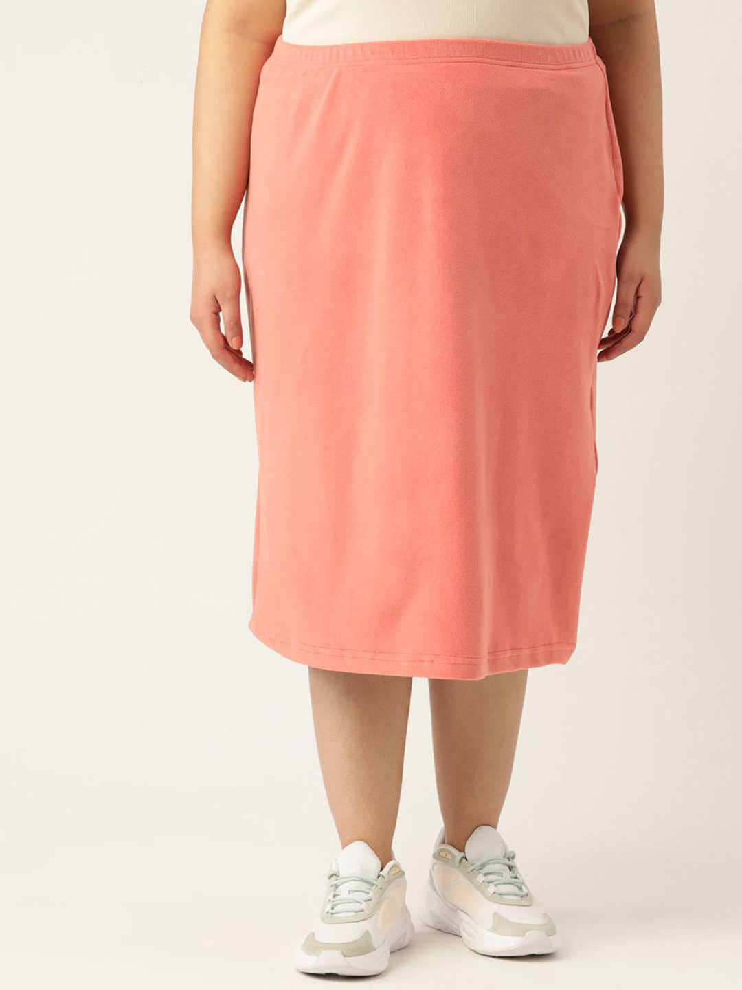 

theRebelinme Women Plus Size Midi Straight Skirt, Rose