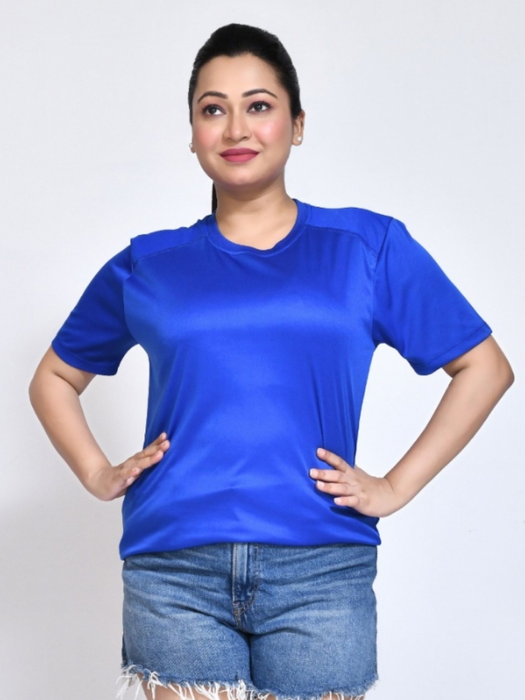 

RAPL Women V-Neck Pockets T-shirt, Navy blue