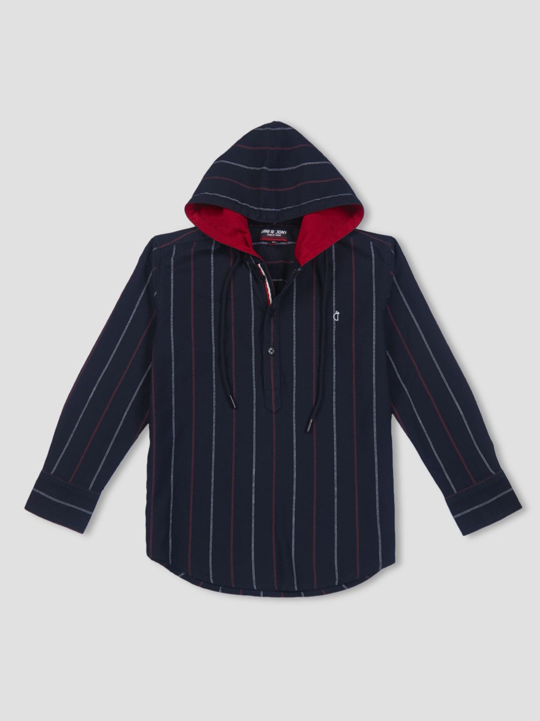 

Gini and Jony Boys Standard Opaque Striped Casual Shirt, Navy blue