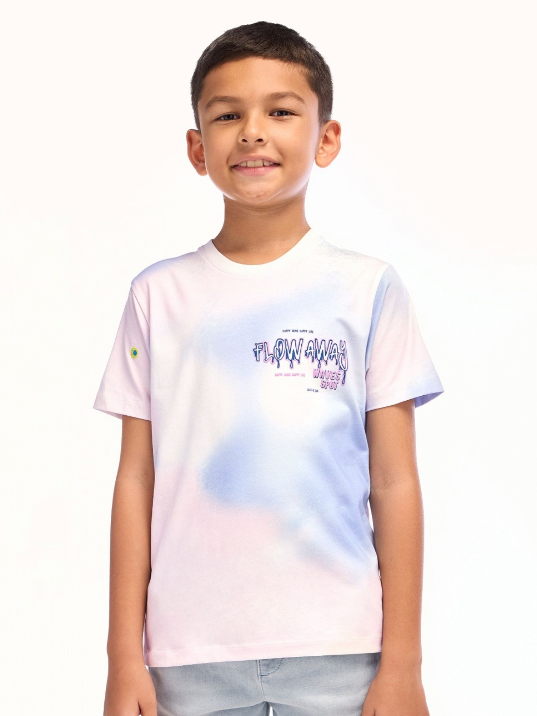 

NO MONDAYS Boys Printed Applique T-shirt, Purple