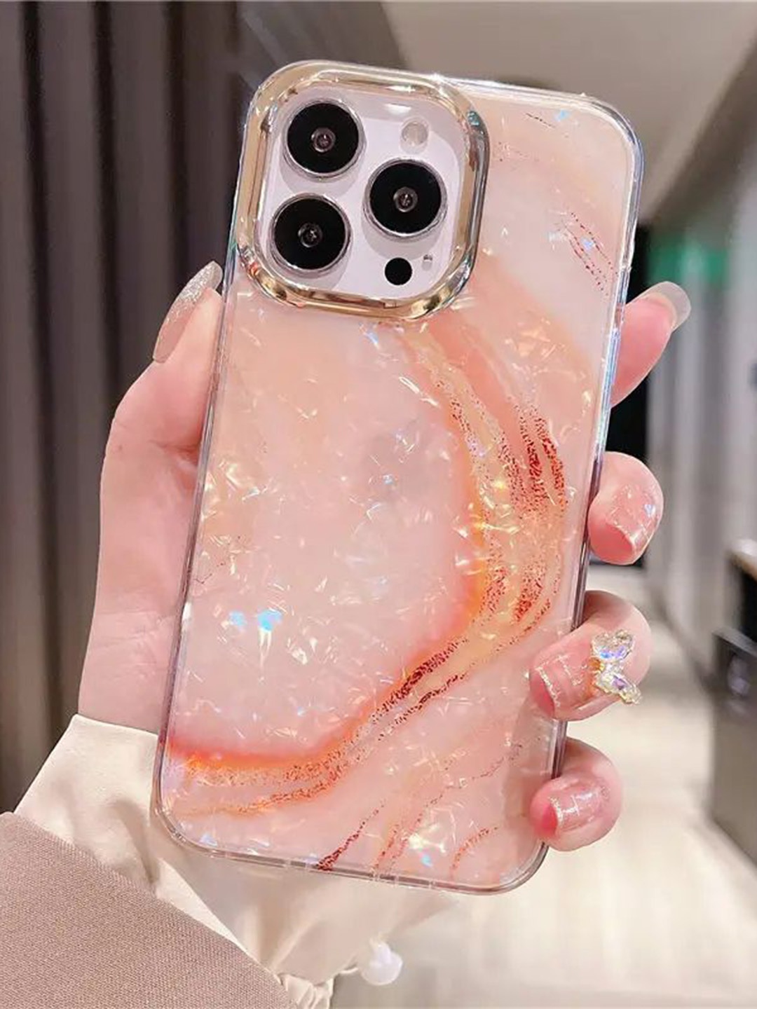 

Luxury Kase Neon Sand Printed iPhone 13 Pro Max Back Case Mobile Accessories, Pink
