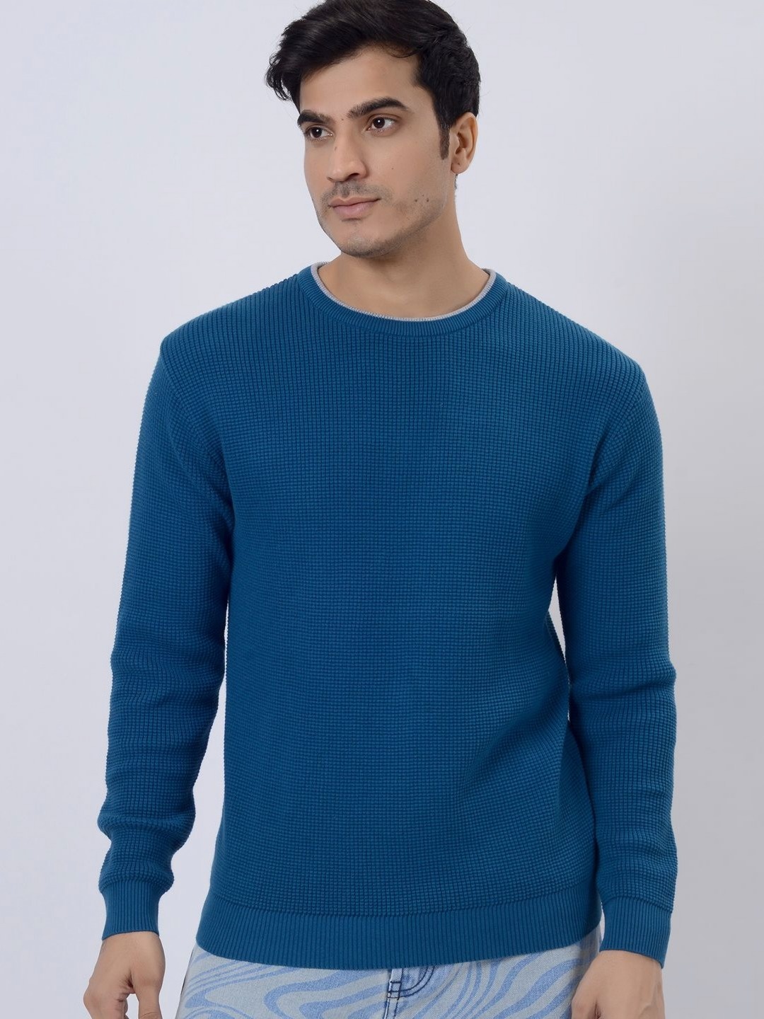 

JADE BLUE Men Pure Cotton Pockets T-shirt, Navy blue