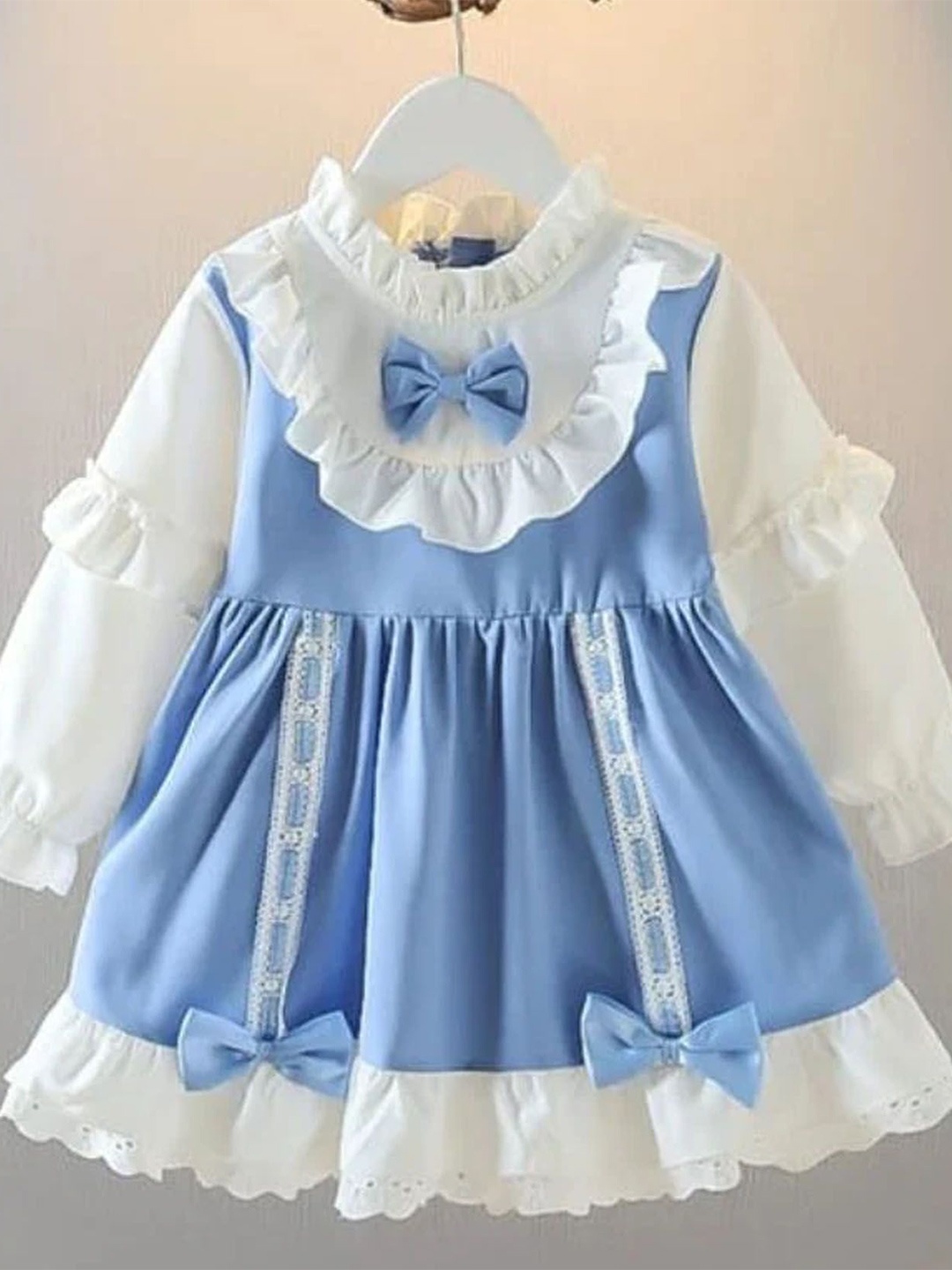 

Navvi Girls Cotton Fit & Flare Dress, Blue