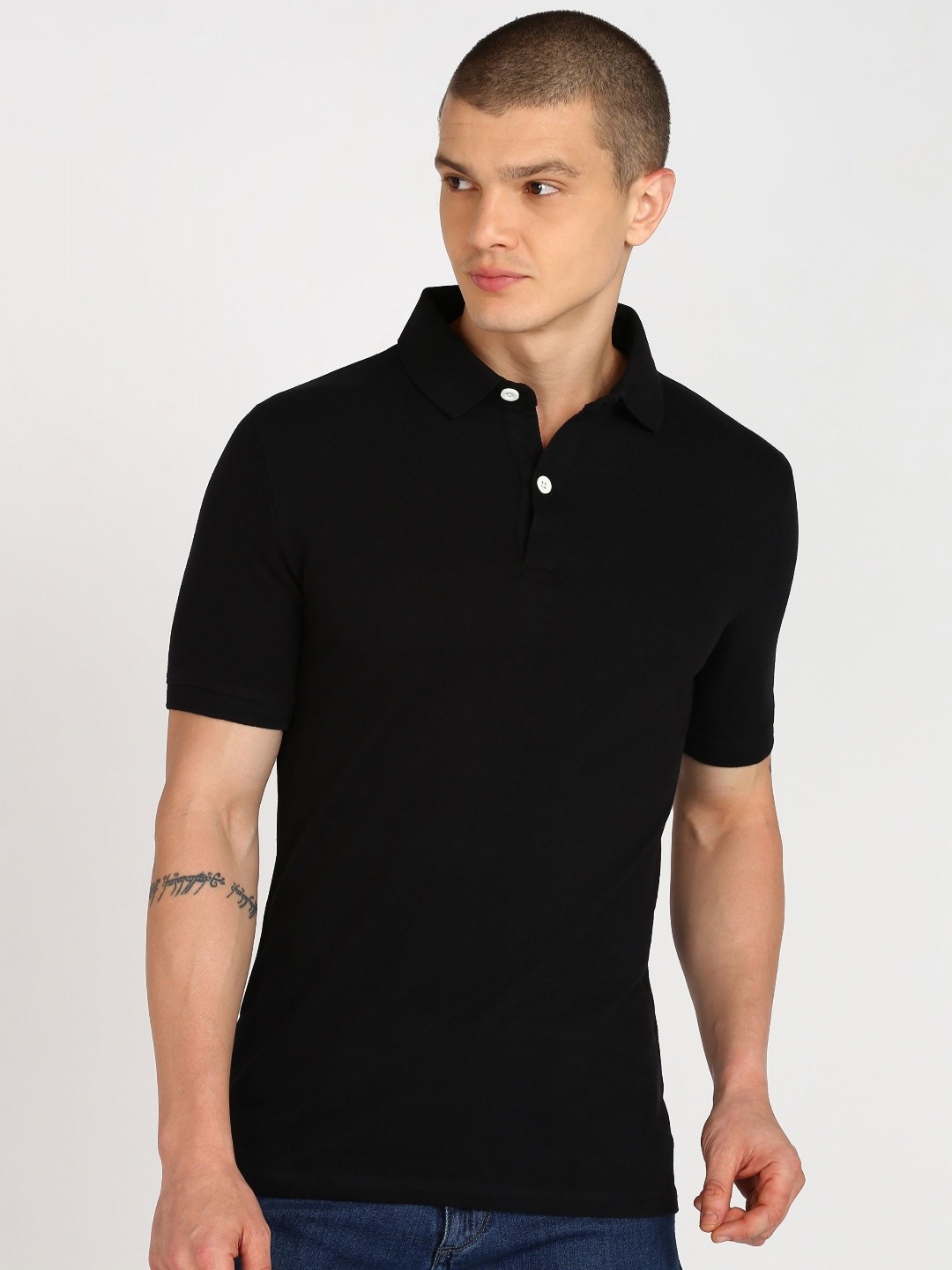 

Provogue Men Polo Collar Pockets Slim Fit T-shirt, Black