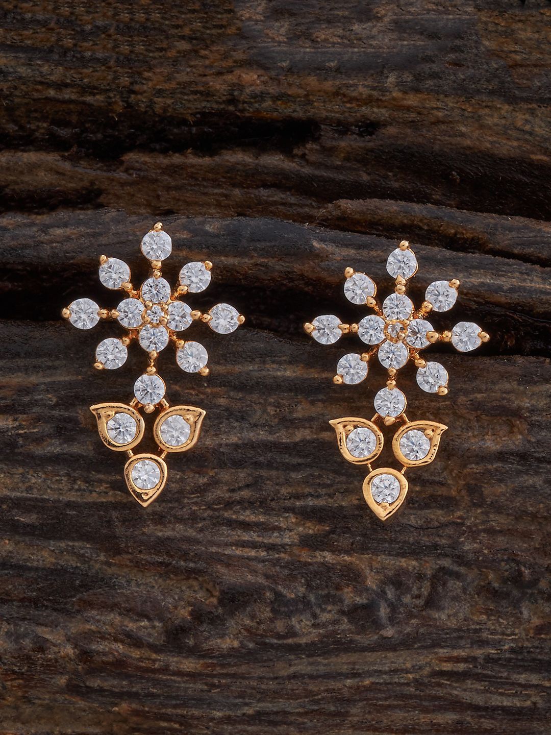 

Kushal's Fashion Jewellery Gold-Plated Floral Zircon Studs