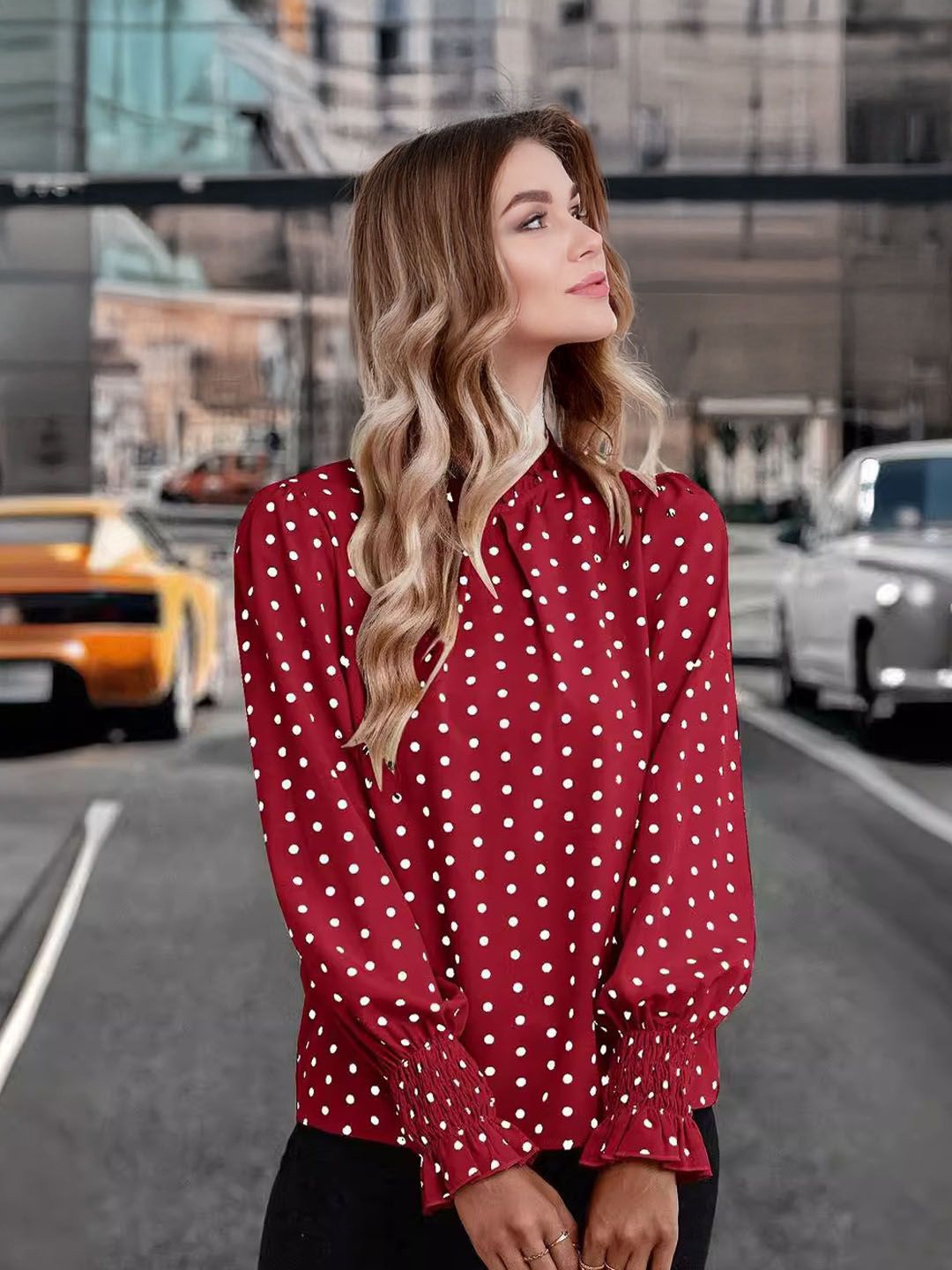 

StyleCast Women Polka Dots Printed Top, Red