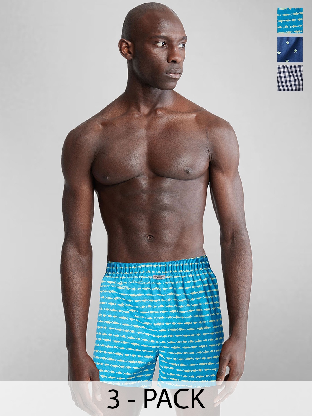 

Columbia Pack Of 3 Printed & Checked Cotton Boxers RCU3102-BL1-N, Blue
