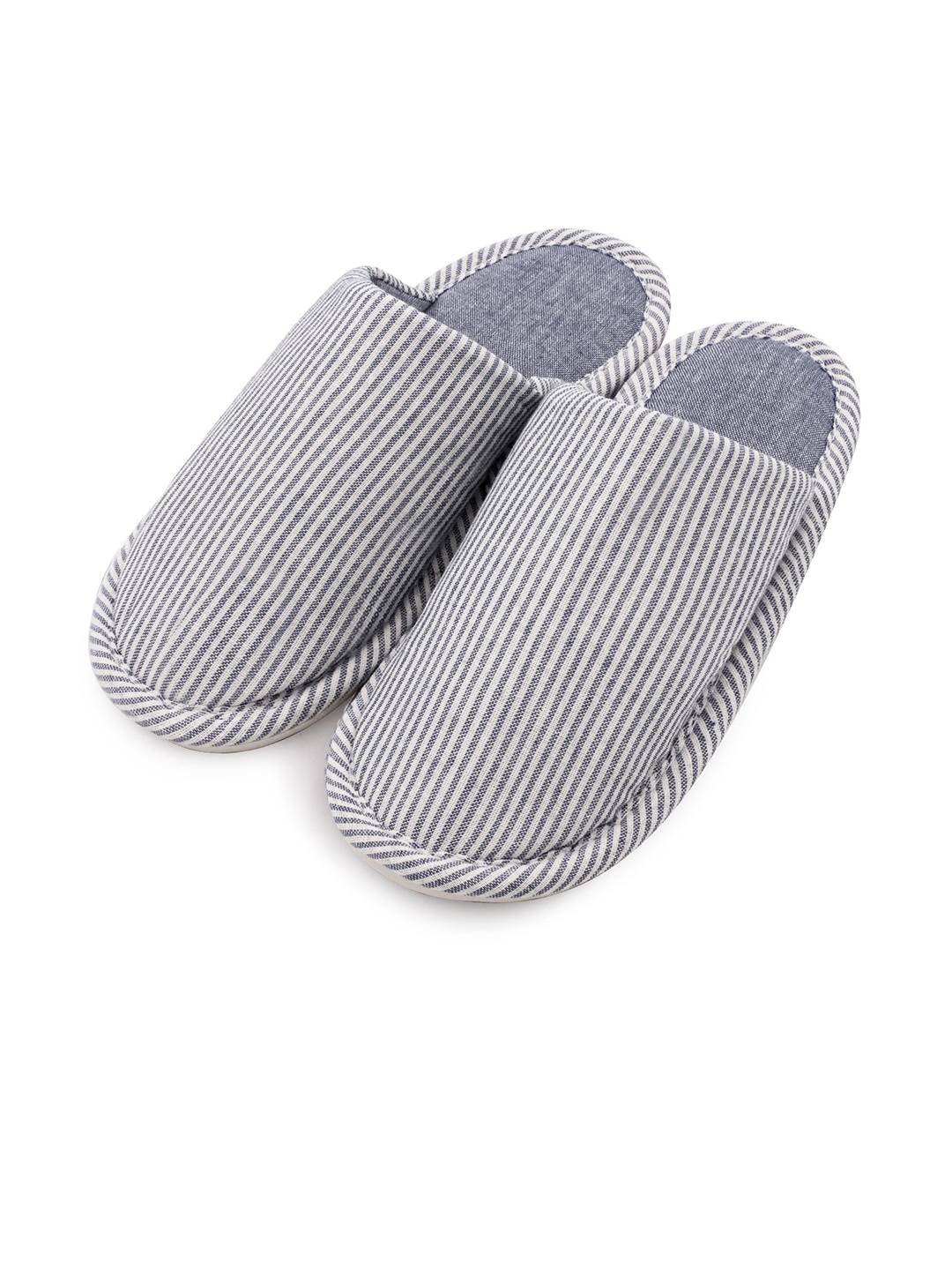 

JENNA Men Striped Room Slippers, Grey
