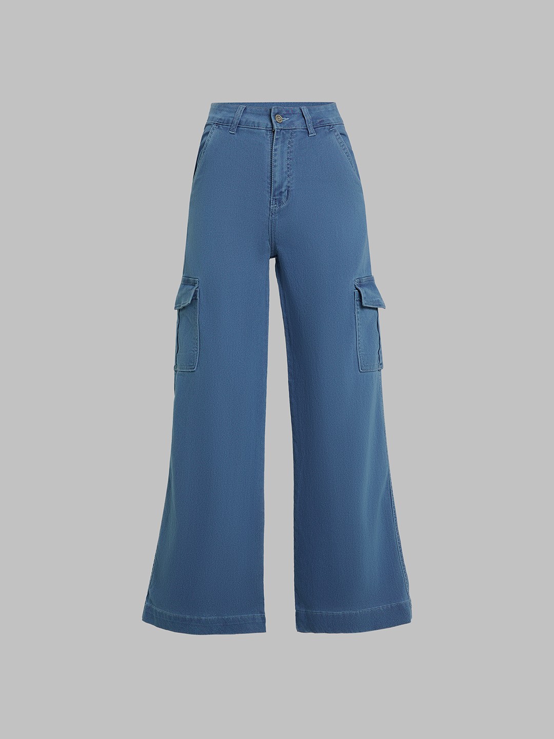 

Miss Chase Women Wide Leg High-Rise Stretchable Jeans, Blue
