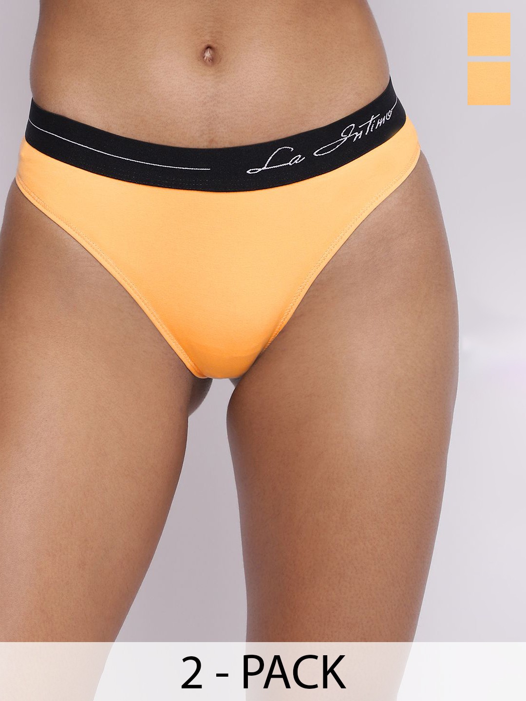 

La Intimo Women Pack Of 2 Low-Rise Bikini Briefs, Yellow