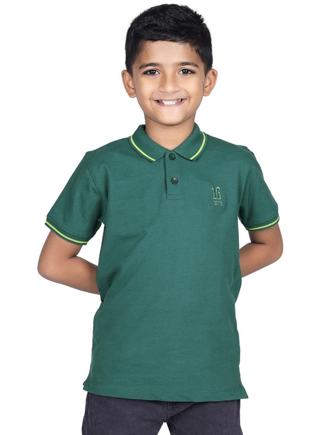 

CRAZYPENGUIN ELITE Boys Polo Collar T-shirt, Green