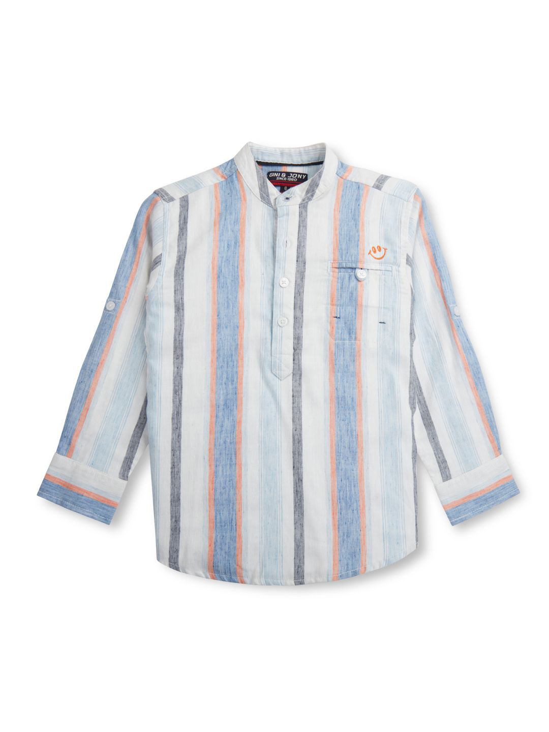 

Gini and Jony Boys Standard Opaque Striped Casual Shirt, White