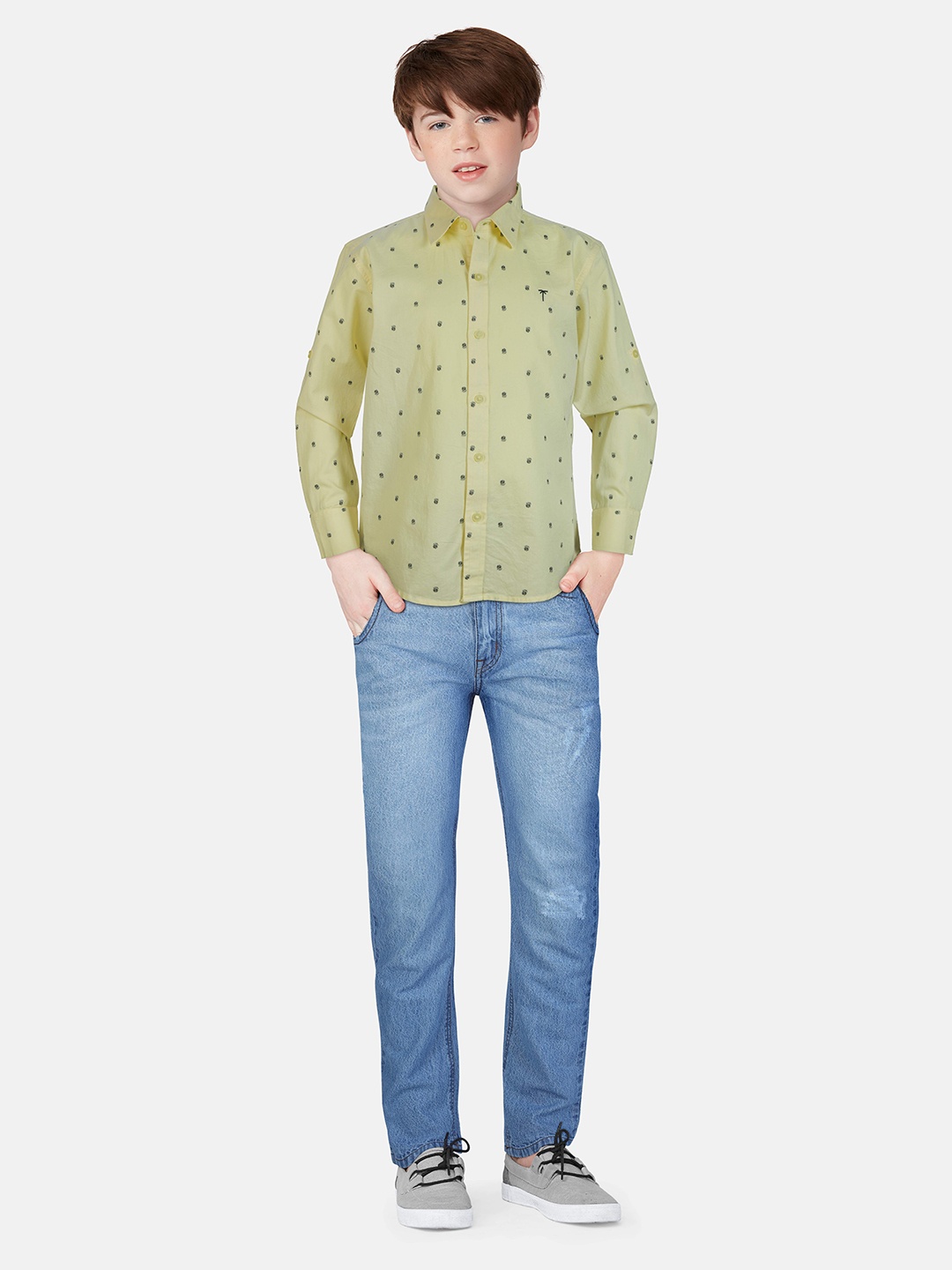 

Palm Tree Boys Standard Opaque Printed Casual Shirt, Yellow