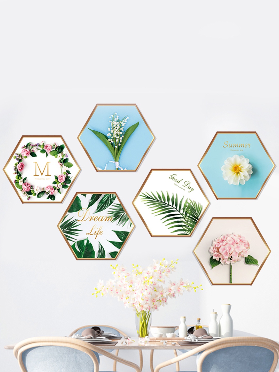 

Asian royal White & Green Floral Printed Self Adhesive Wall Sticker