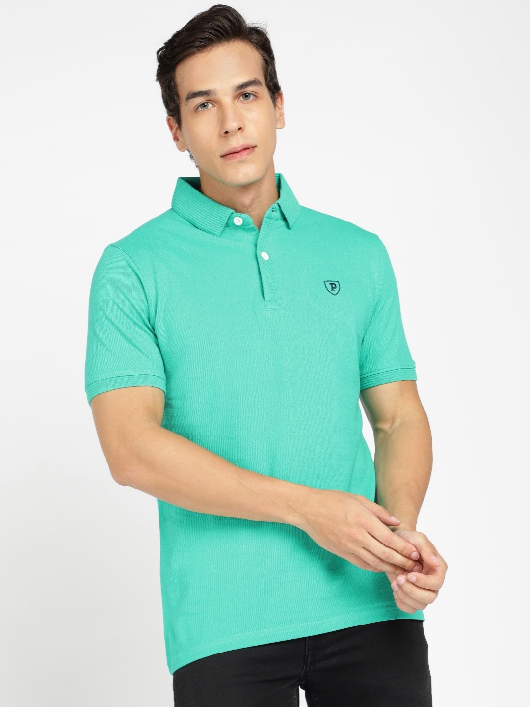 

Provogue Men Polo Collar Slim Fit T-shirt, Green