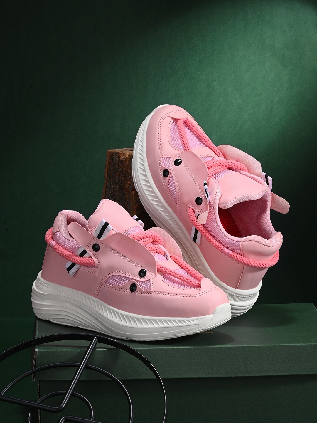 

glitchez Women Round Toe Sneakers, Pink