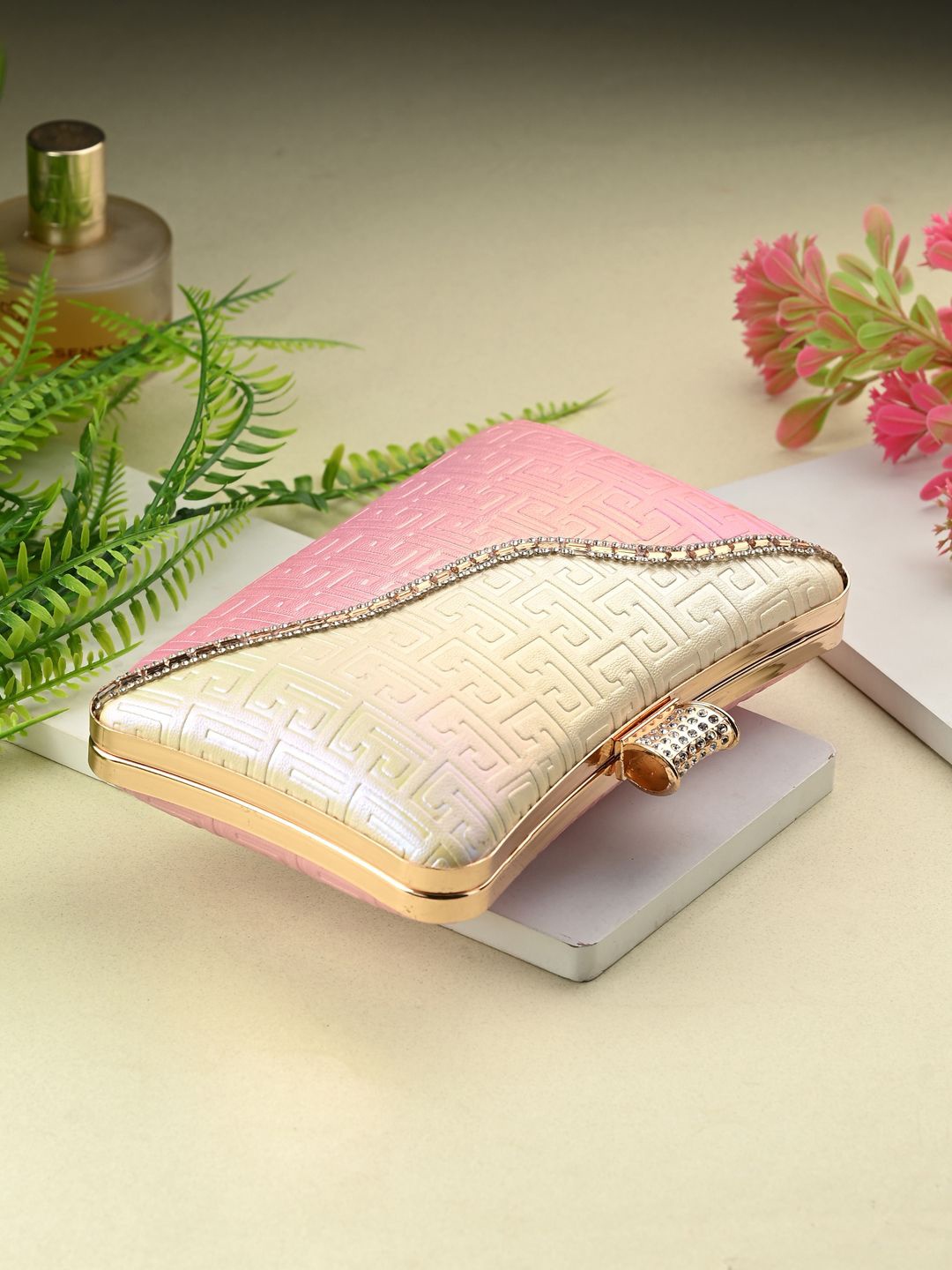 

DressBerry Embellished Box Clutch, Pink