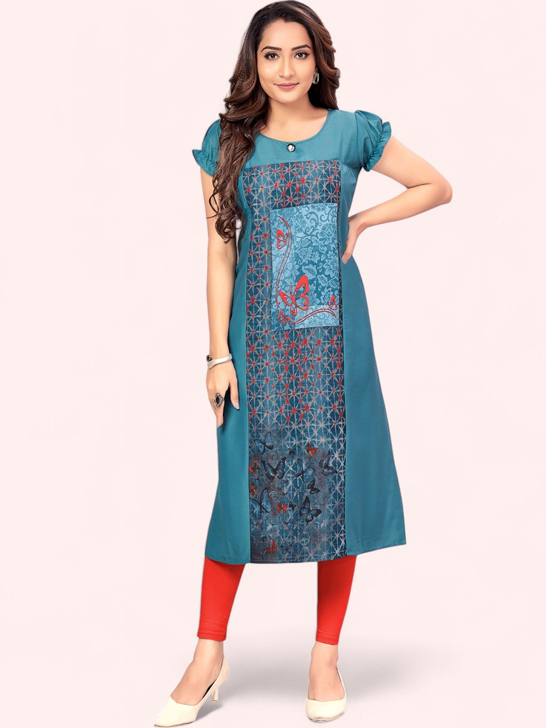 

RITIJYA Women Printed Floral Maternity Kurta, Blue