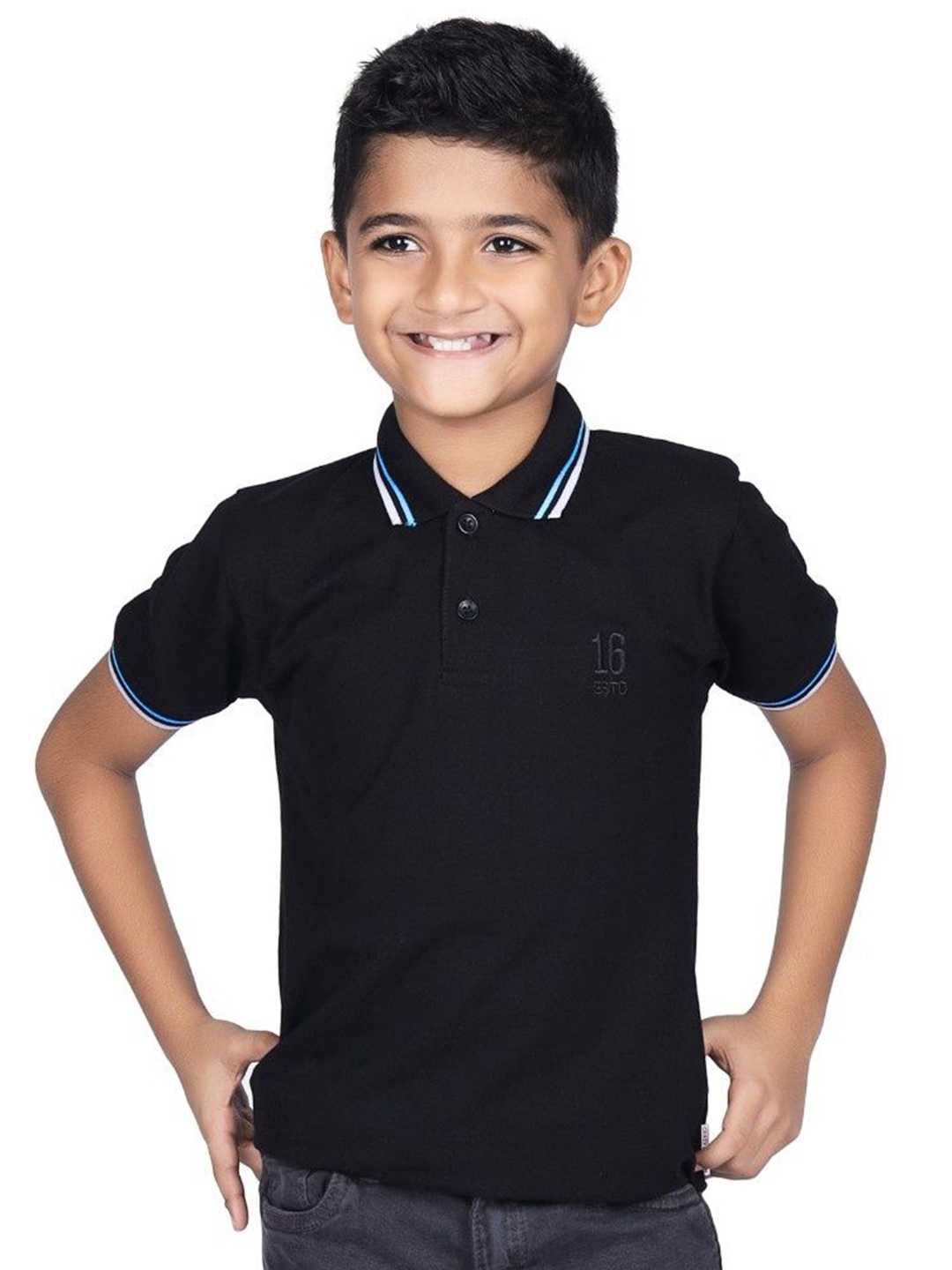 

CRAZYPENGUIN ELITE Boys Polo Collar T-shirt, Black