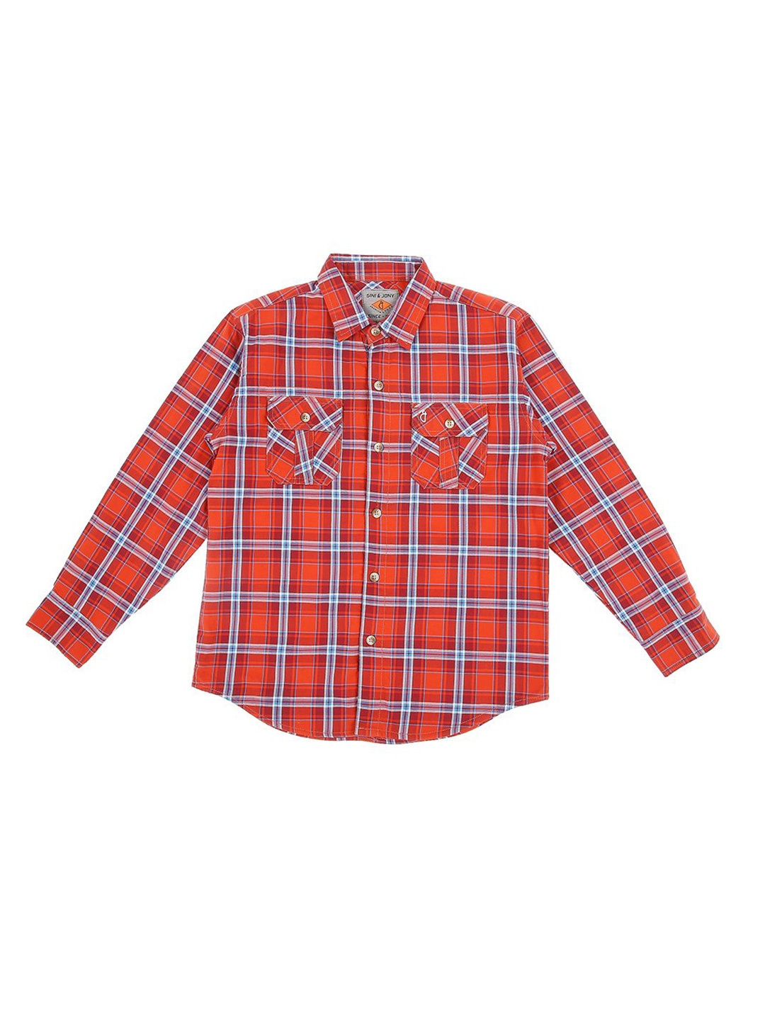 

Gini and Jony Boys Standard Tartan Checks Opaque Checked Casual Shirt, Orange