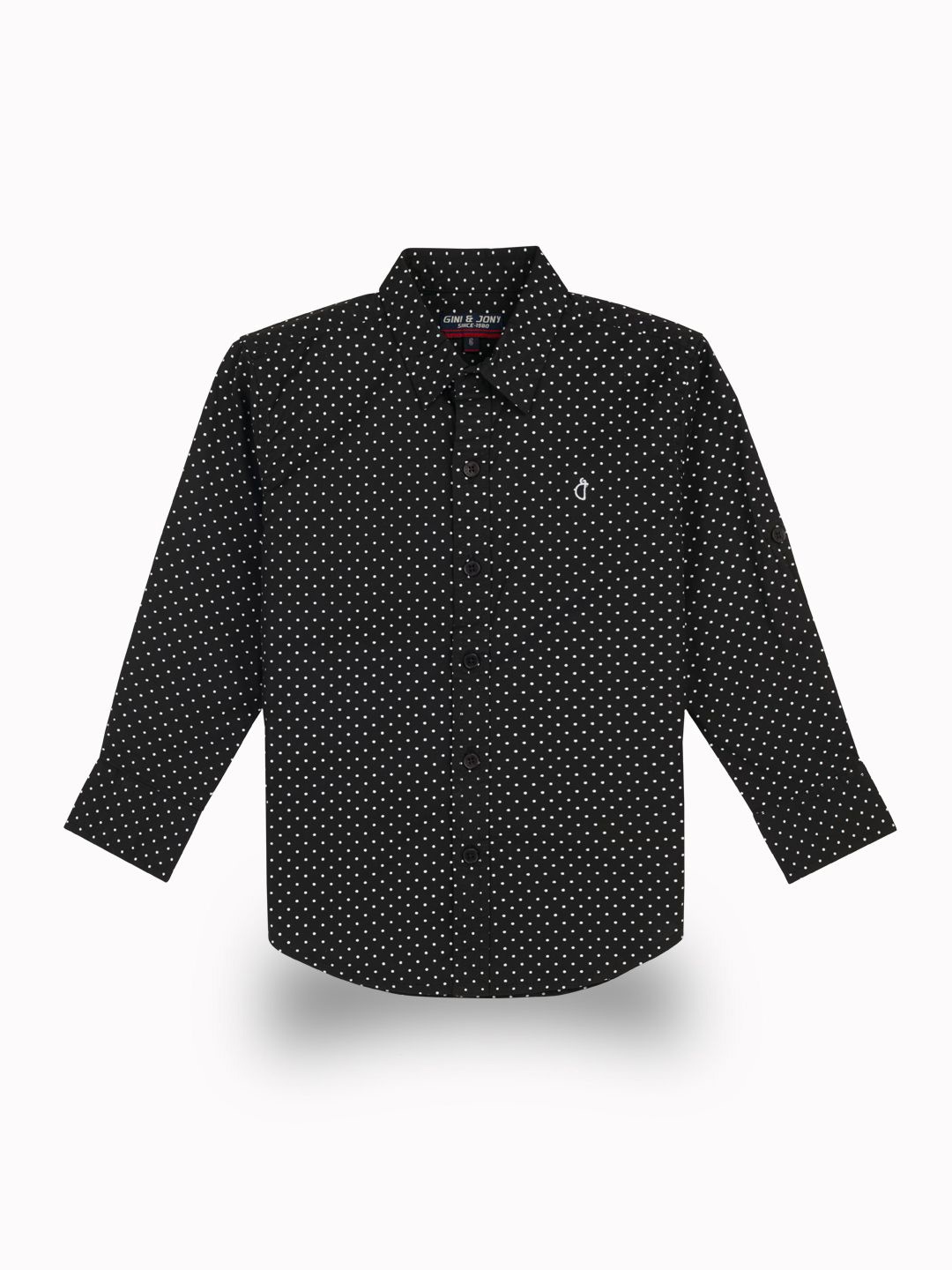 

Gini and Jony Boys Standard Polka Dot Opaque Printed Casual Shirt, Black