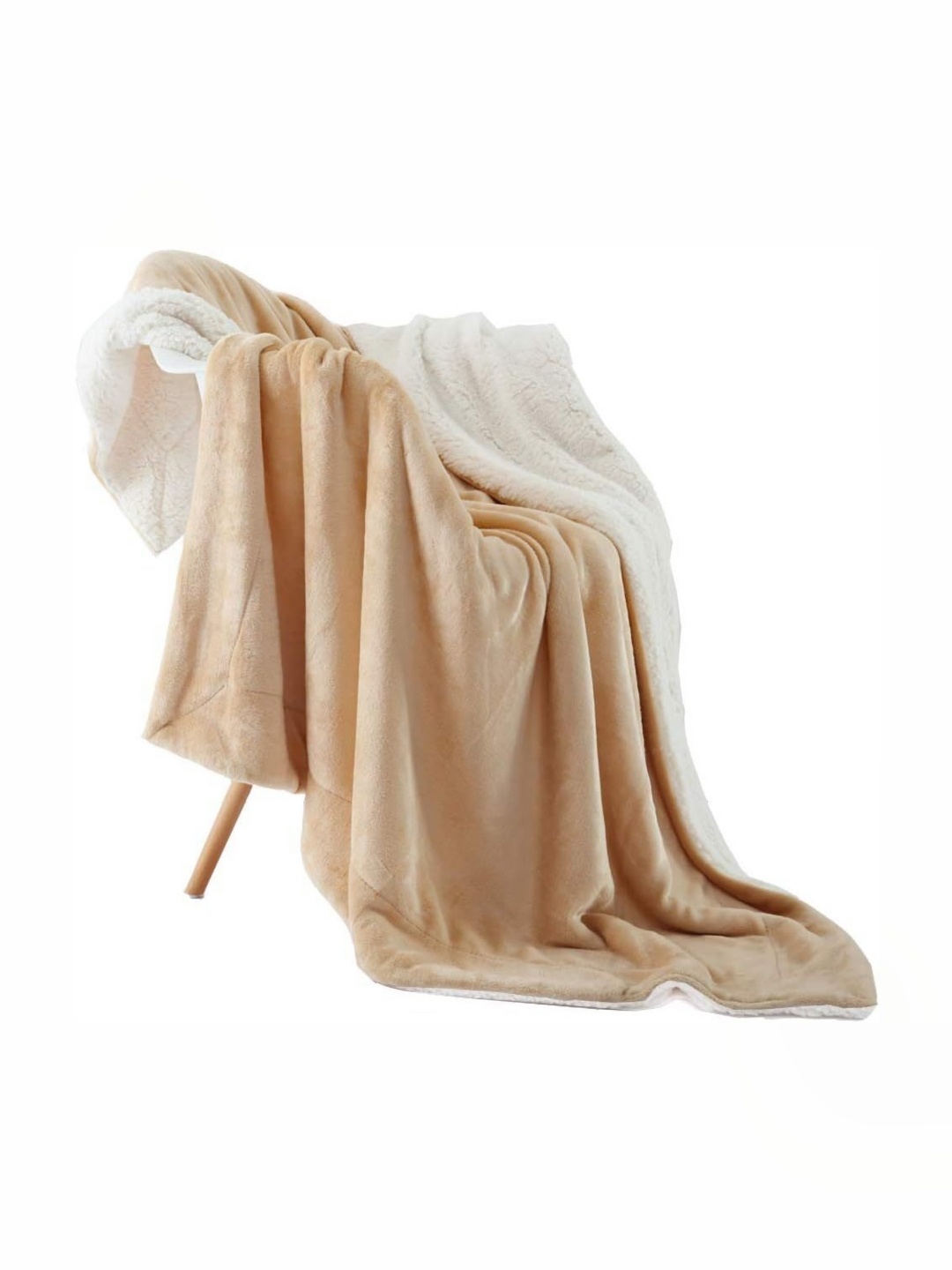 

bsb home Beige & White Fleece Heavy Winter 500 GSM Single Bed Blanket