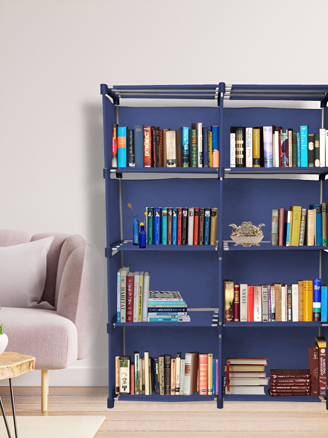 

Decent Hut Blue Metal Open Bookshelf With 10 Shelves, Navy blue