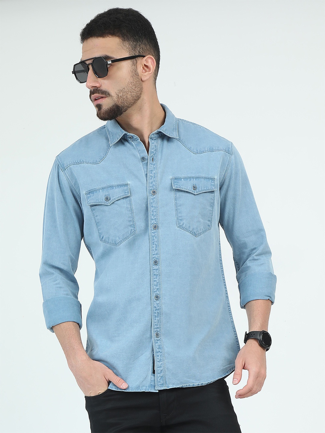 

RIGS AND RAGS Men Classic Opaque Casual Shirt, Turquoise blue